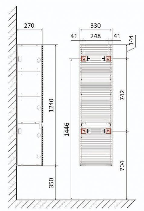Шкаф пенал Jorno Cossety 33 Coss.04.124/P/A/JR подвесной Антрацит
