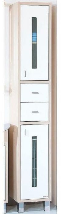 Шкаф пенал Бриклаер Бали 34 4627125412066 с бельевой корзиной Светлая лиственница Белый