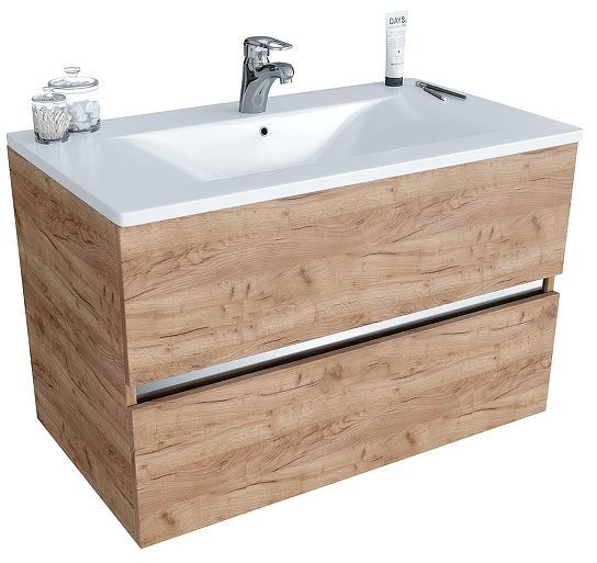 Тумба с раковиной SanVit Кубэ-2 80 kkube2080dub подвесная цвет Дуб