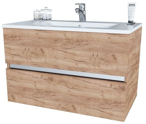 Тумба с раковиной SanVit Кубэ-2 80 kkube2080dub подвесная цвет Дуб