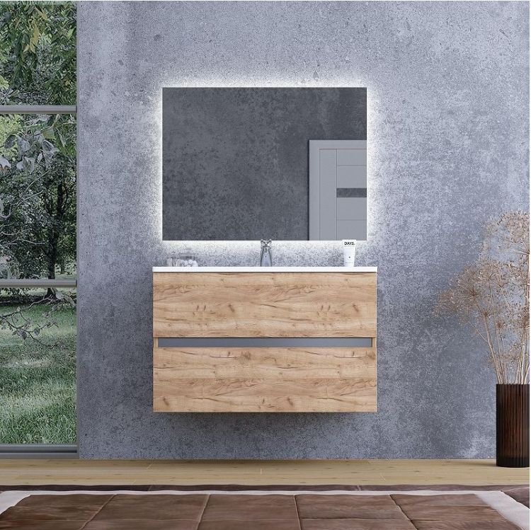 Тумба с раковиной SanVit Кубэ-2 80 kkube2080dub подвесная цвет Дуб