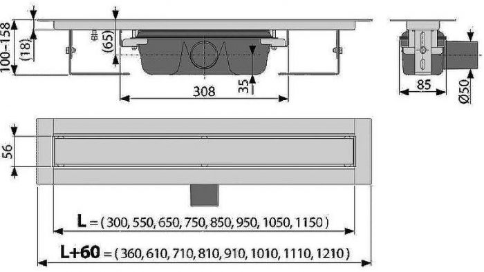 Душевой лоток Alcaplast Marble APZ15-550 с решеткой под плитку