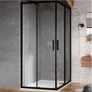 Душевой уголок Ravak Blix BLSRV2-80 80x80 X1LM40300Z1 профиль Черный стекло Transparent