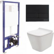 Комплект унитаза AQUAme AQM2004 с инсталляцией Berges Novum L5 040215 с сиденьем Микролифт и Черной матовой клавишей смыва