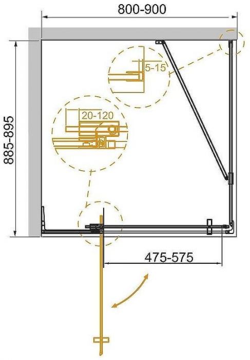 Душевой уголок Cezares Slider 90x90 SLIDER-AH-1-90-80/90-C-Cr профиль Хром стекло прозрачное