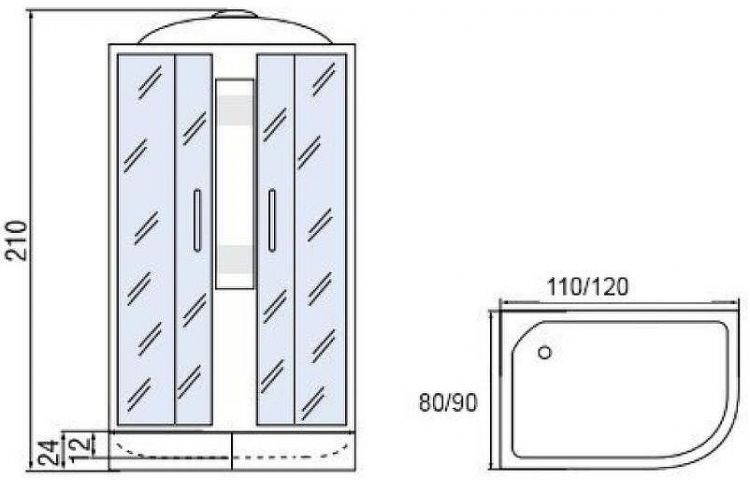 Душевая кабина Мономах 110x80x24 МЗ L 10000005823 без гидромассажа