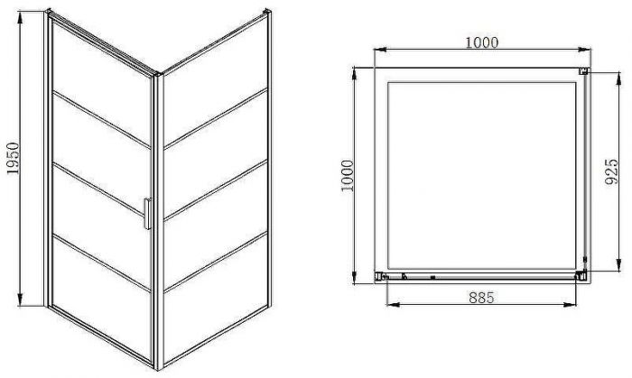 Душевой уголок Azario Richmond 100х100 R AZ-NAG1221 1000 профиль Черный стекло прозрачное