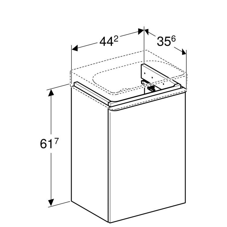 Тумба под раковину Geberit Smyle Square 45x61.7, правая, цвет пекан [500.350.JR.1]