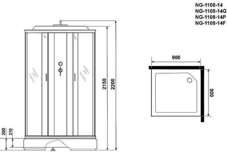 Душевая кабина Niagara Classic 90x90 NG-1108-14F с гидромассажем