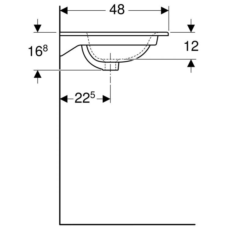 Двойная раковина Geberit Renova Plan Slim 130х48 см, с отв. под смеситель, с переливом [122230000]