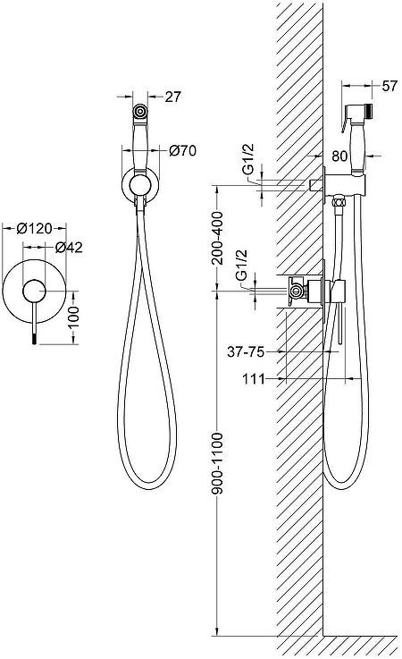 Гигиенический душ со смесителем Timo Saona 2389/13SM цвет Никель