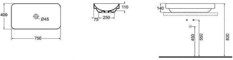 Раковина-чаша Azzurra Elegance Soft 75 ELLG075400S0BI/(ESO75 bi)*0 Белая