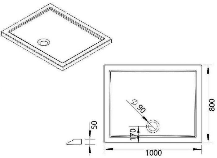 Акриловый поддон для душа Vincea 100х80 VST-5AR-8010 Белый