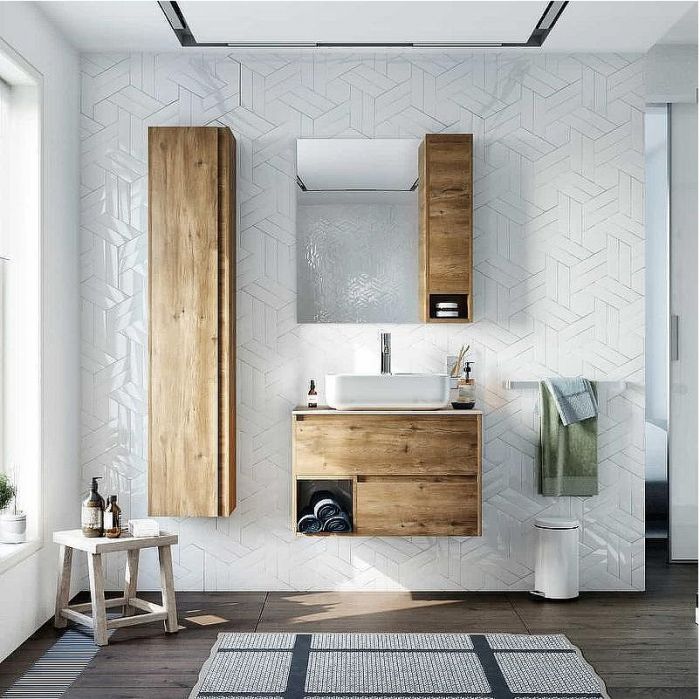 Тумба с раковиной STWORKI Карлстад 75 427754 подвесная Дуб рустикальный