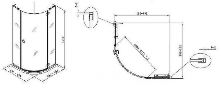 Душевой уголок Koller Pool Neon 90X90 N90RС профиль Хром стекло прозрачное