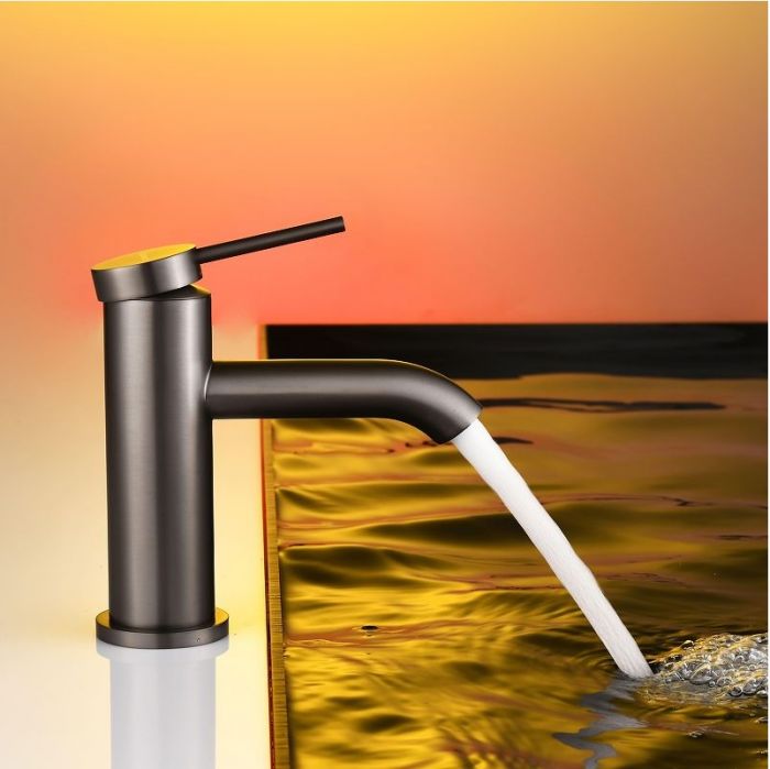 Смеситель для раковины Abelsberg Fluida ERF22001GM цвет Космическая сталь