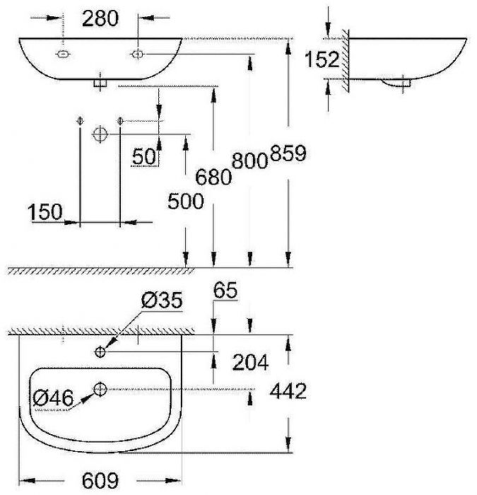 Раковина Grohe Bau Ceramic 60 39421000 Альпин-белый