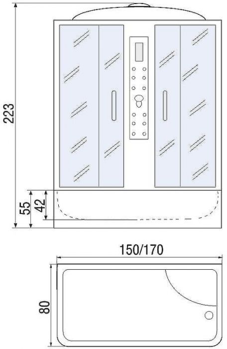 Душевой бокс River Dunay 170x80 ТН 10000001473 с поддоном