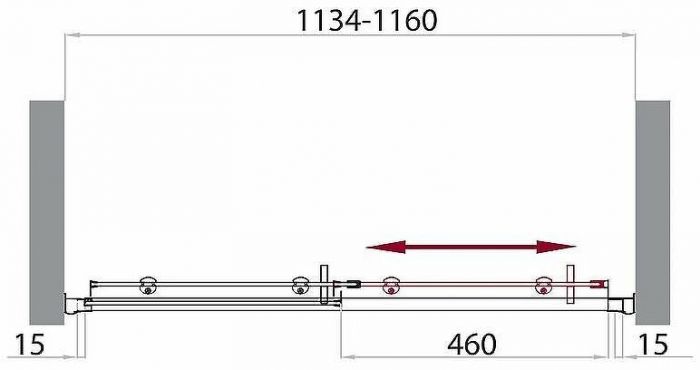 Душевая дверь BelBagno Uno 115 UNO-BF-1-115-P-Cr профиль Хром стекло рифленое Punto