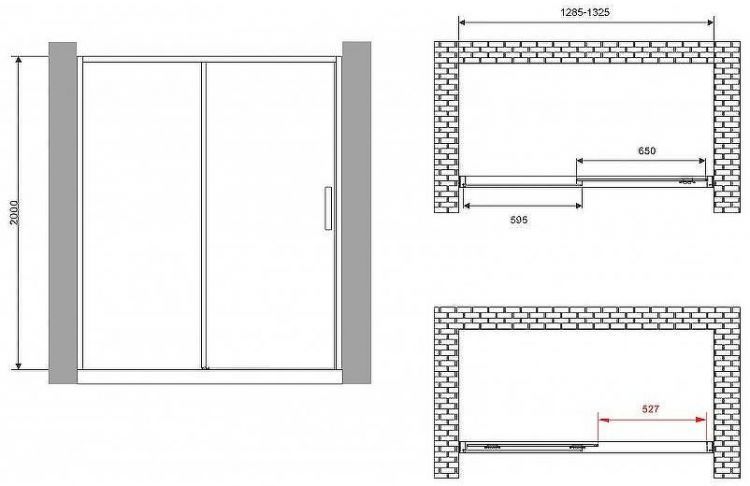 Душевая дверь Abber Komfort 130 AG93130B профиль Черный стекло прозрачное
