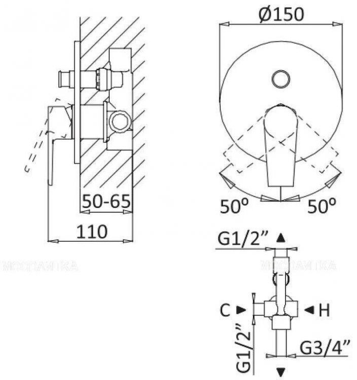 Смеситель для душа Cezares Nautic NAUTIC-VDIM-SS цвет Sunset