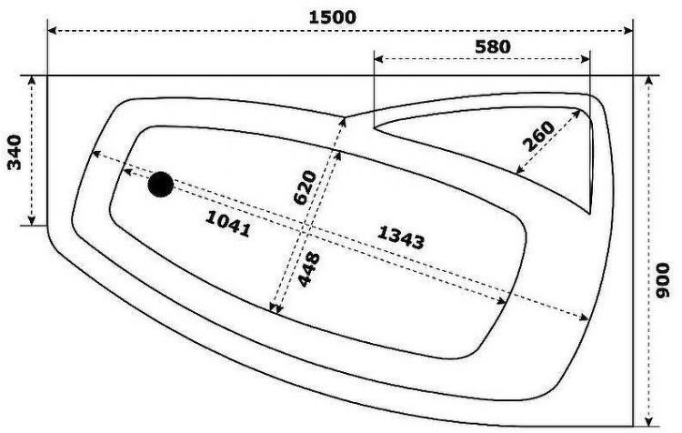 Акриловая ванна Creto Madison 150х90 R 22-1112 без гидромассажа