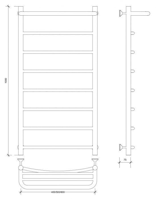 Полотенцесушитель электрический Secado Милан 1 СП 100x60 графит