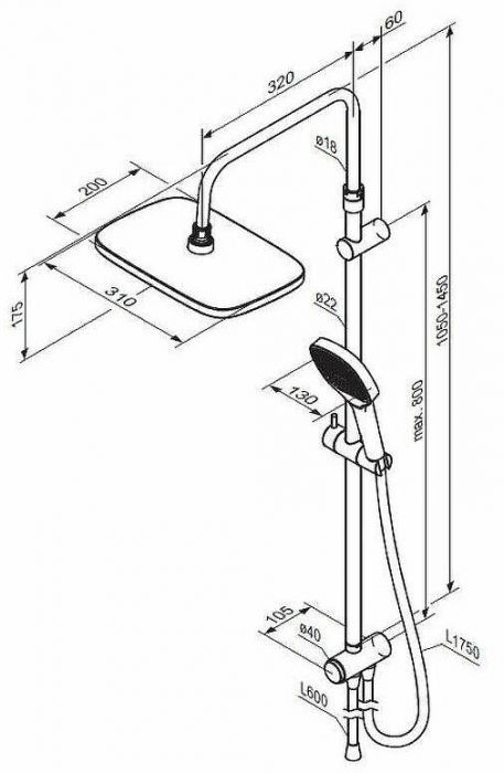 Душевая система Damixa Merkur 940000300 Черная матовая
