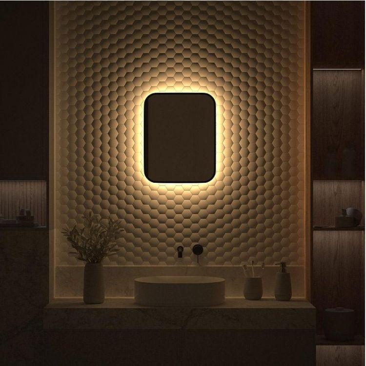 Зеркало Defesto Aura 40х50 DF 2971 с подсветкой 15W-3000K/Без выключателя/Теплый белый свет/Черная рама Зеркало Defesto Aura 40х50 DF 2971 с подсветкой 15W-3000K/Без выключателя/Теплый белый свет/Черная рама