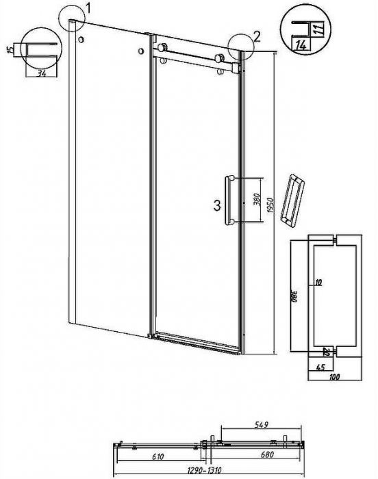Душевая дверь Grossman Classic 130 100.K33.04.130.21.10 профиль Черный матовый стекло тонированное