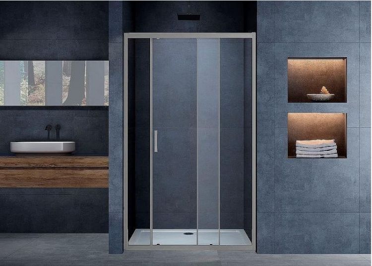 Душевая дверь Vincea Alpha 110 VDS-3AL110CLGM профиль Вороненая сталь стекло прозрачное