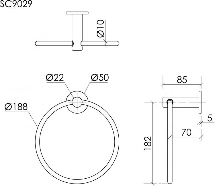 Полотенцедержатель SANCOS Base, кольцо, вороненая сталь, SC9029GG