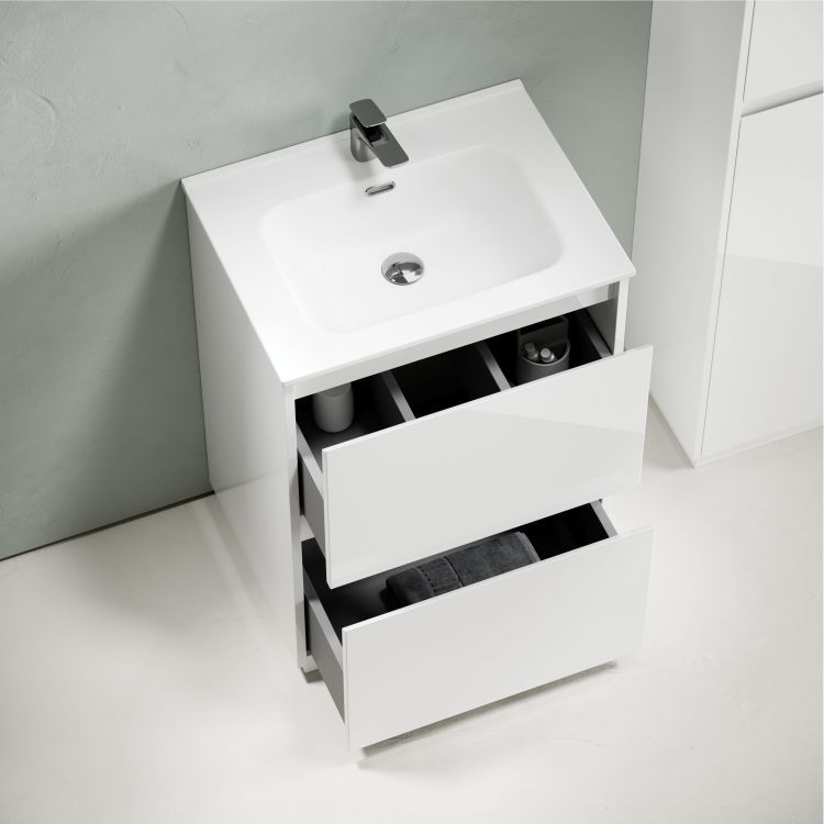 Тумба напольная под раковину SANCOS Libra Floor, белый глянец 590х450х840 мм, LB60FW