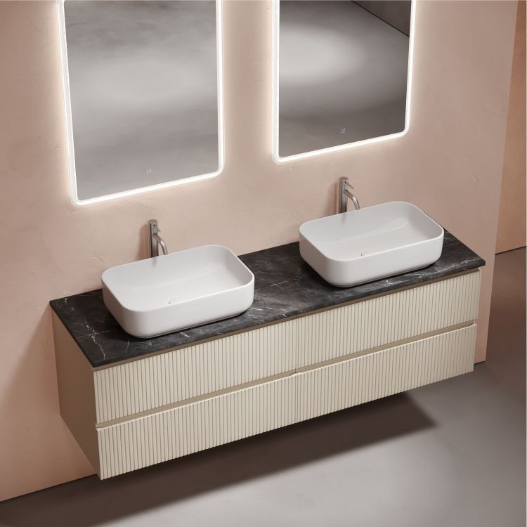 Тумба подвесная SANCOS Snob T Beige Soft 790х445х500, под столешницу 1600 с отверстием под смеситель, цвет Black Sky,SNT80CE