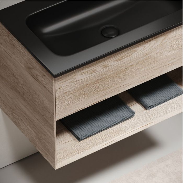 Тумба подвесная SANCOS под раковину Marmi 1.0, дуб галифакс натуральный 790х445х520, MR1.080EG