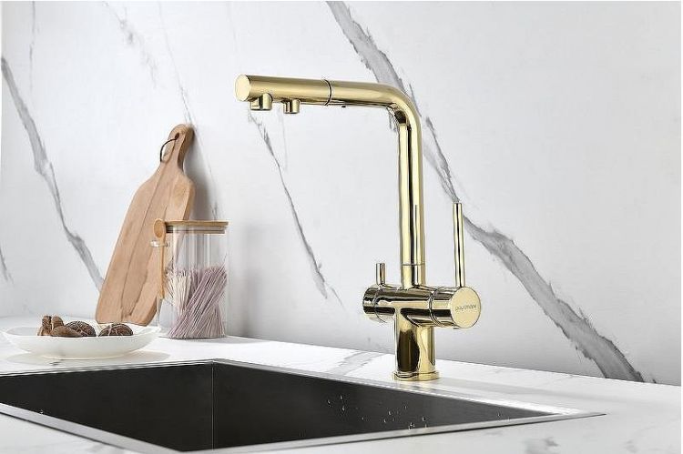 Смеситель для кухни Paulmark Serpentine Se213222-G Золото