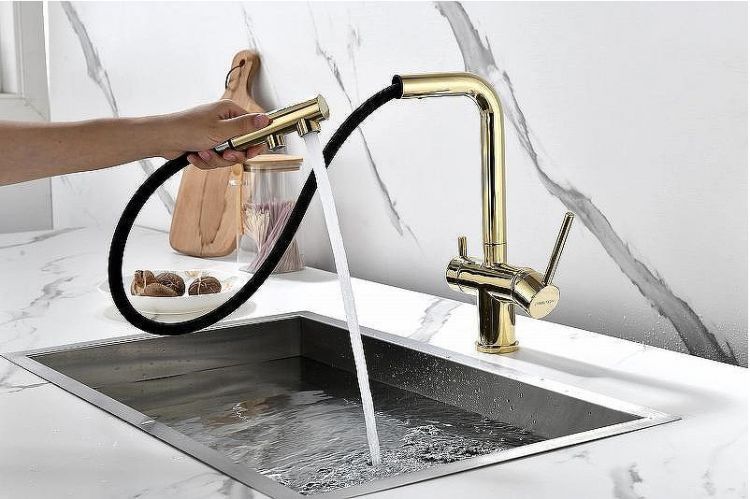 Смеситель для кухни Paulmark Serpentine Se213222-G Золото