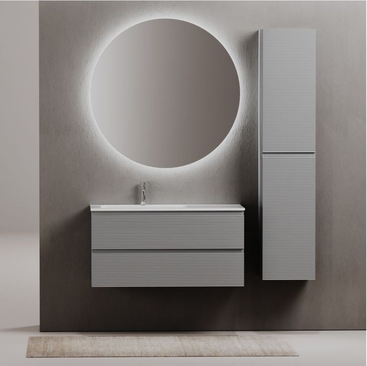 Тумба подвесная SANCOS под раковину левая Folk, Ergraut soft 995х445х500, FL100LES