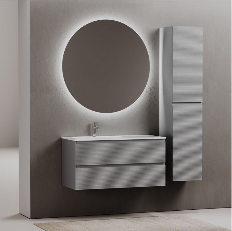 Тумба подвесная SANCOS под раковину левая Folk, Ergraut soft 995х445х500, FL100LES