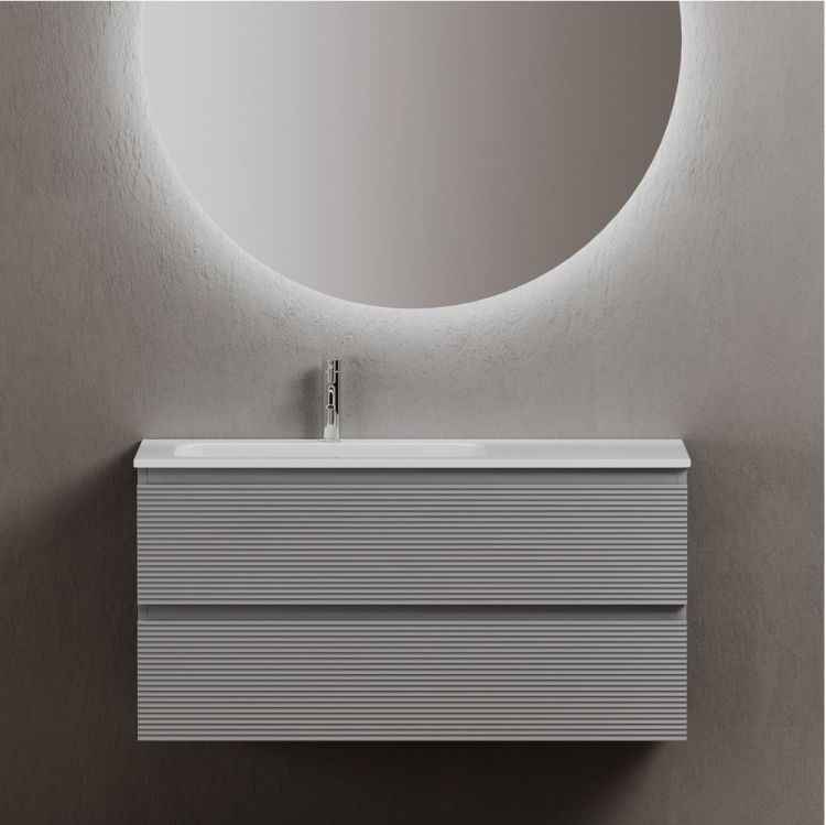 Тумба подвесная SANCOS под раковину левая Folk, Ergraut soft 995х445х500, FL100LES