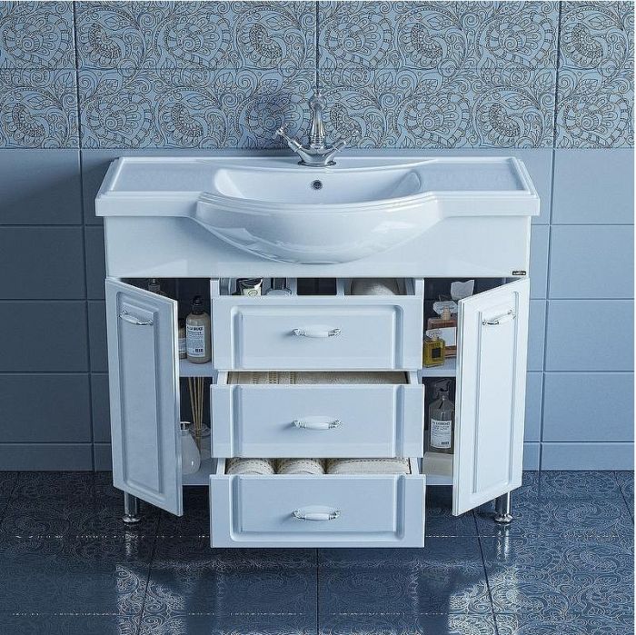 Тумба под раковину СанТа Монарх 105 700105 Белая