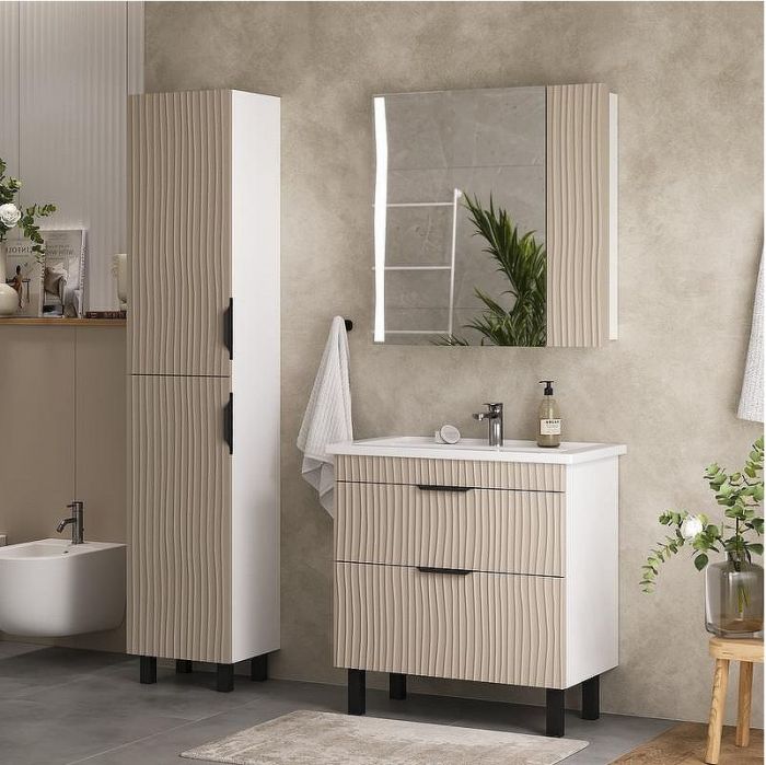 Зеркальный шкаф Volna Lotty 80 szLOTTY80-13 с подсветкой цвет Латте Белый