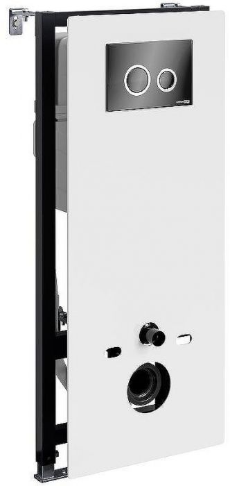 Инсталляция WasserKRAFT Abens 20TLT.010.ME.WH.PB01 для унитаза Белое стекло с Черной глянцевой клавишей смыва