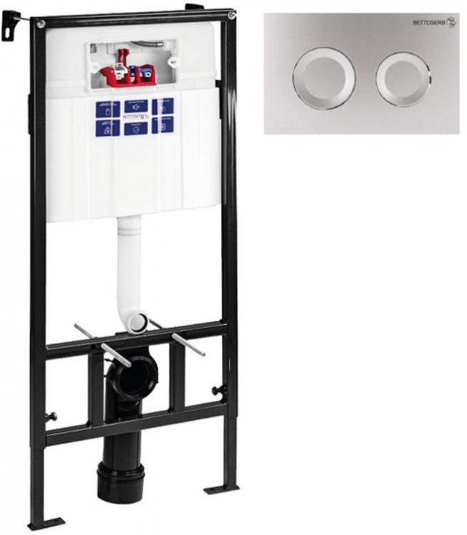 Инсталляция Bettoserb Sava Slim Superior SES40006468 для унитаза с клавишей смыва цвет Хром матовый