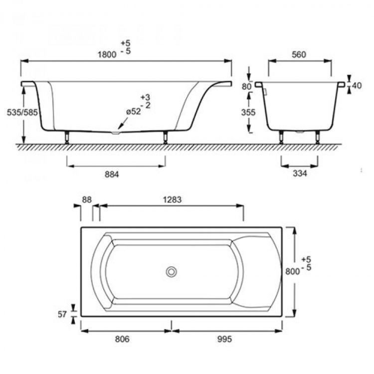 Акриловая ванна 180х80 Jacob Delafon Ove E60143RU-00