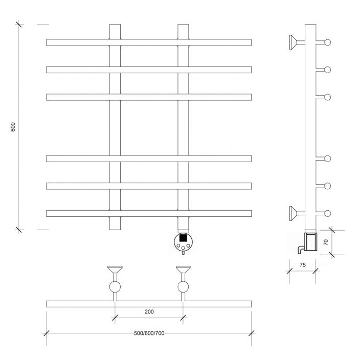Полотенцесушитель электрический Secado Турин 4 60x20x60 золото матовое