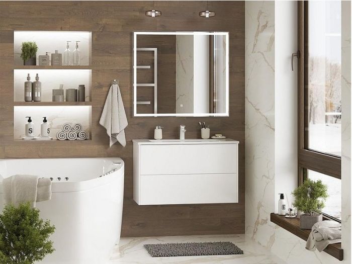 Тумба с раковиной Brevita Toy 80 УТ000025661 подвесная Белая глянцевая