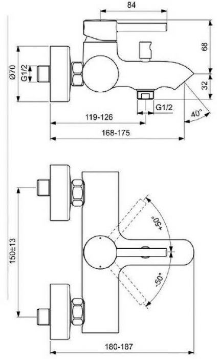 Смеситель для ванны Ideal Standard Kolva BC675U5 Белый