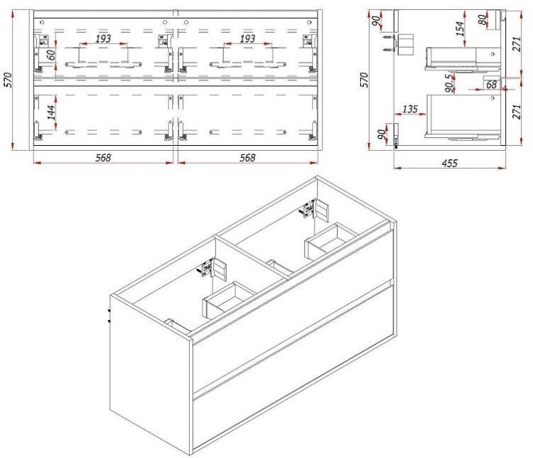 Тумба под раковину ЗОВ Парма 120 P120AT подвесная цвет Древесина Аттик