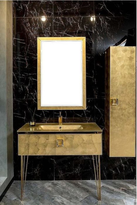 Шкаф пенал Boheme Armadi Art Lucido 35 772-Foil подвесной Поталь
